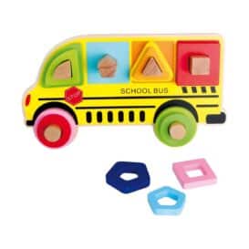 Puzzle autobuz școlar din lemn