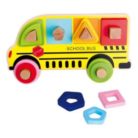 Puzzle autobuz școlar din lemn