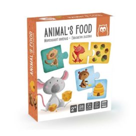 Puzzle Educativ Montessori Animale și hrana lor din 28 de piese