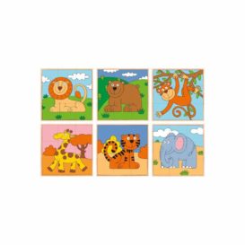 93056 puzzle cuburi din lemn cu 6 animale b