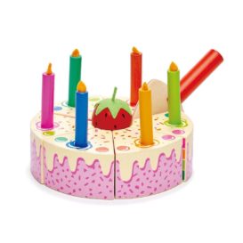 Tort multicolor pentru aniversari din lemn premium cu 14 piese