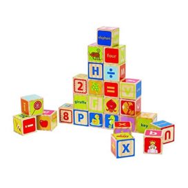 Cuburi cu litere si numere din lemn