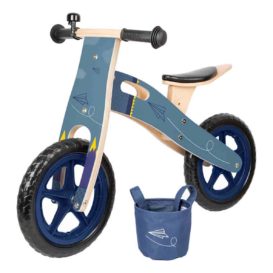 Bicicleta fara pedale din lemn albastra c