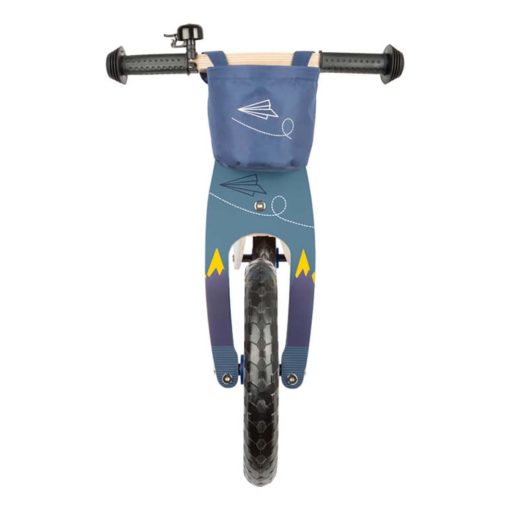 Bicicleta fara pedale din lemn albastra e