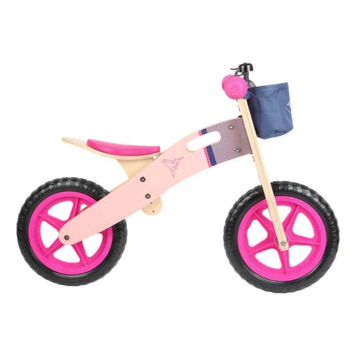 Bicicleta fara pedale din lemn roz b