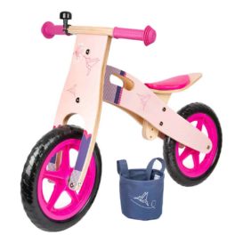 Bicicleta fara pedale din lemn roz c