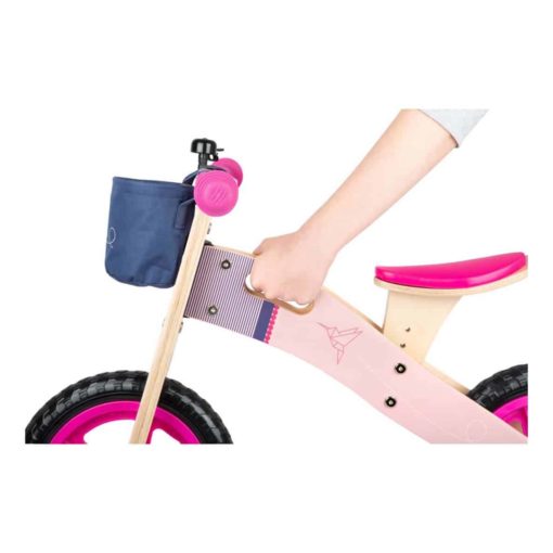 Bicicleta fara pedale din lemn roz f