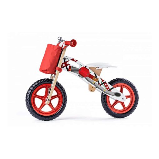 Bicicleta rosie fara pedale pentru copii din lemn