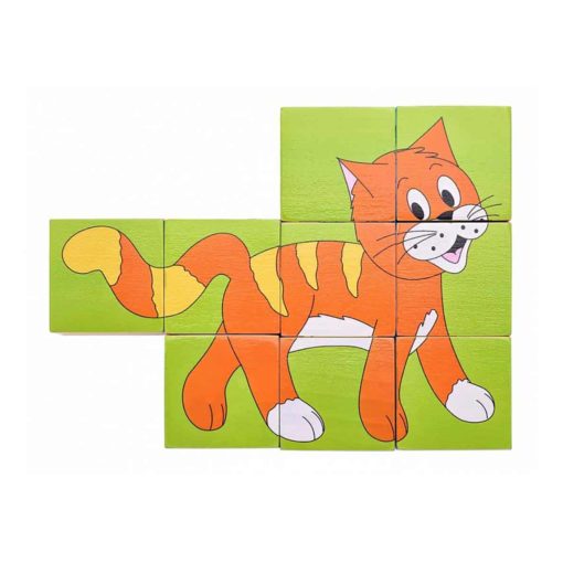 Puzzle din cuburi cu animale colorate d