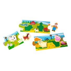 Puzzle cu ferma animalelor din lemn