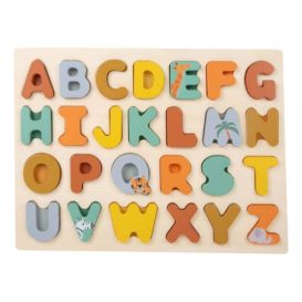 Puzzle cu literele alfabetului in culori pastelate