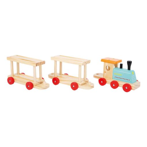 Tren marfar cu 8 masini colrate din lemn c