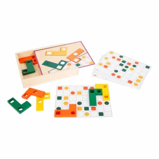Puzzle educativ Tetris din lemn cu forme geometrice