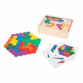 Puzzle educativ din lemn Hexagonul colorat