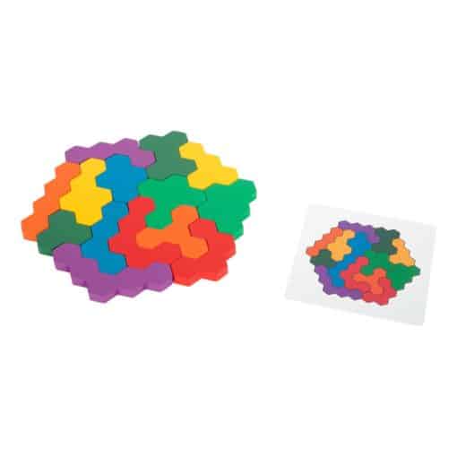 11729 Puzzle educativ din lemn Hexagonul colorat b