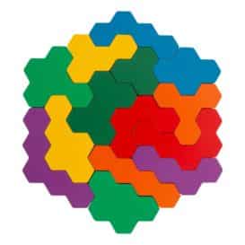 11729 Puzzle educativ din lemn Hexagonul colorat c
