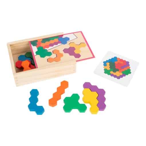11729 Puzzle educativ din lemn Hexagonul colorat d