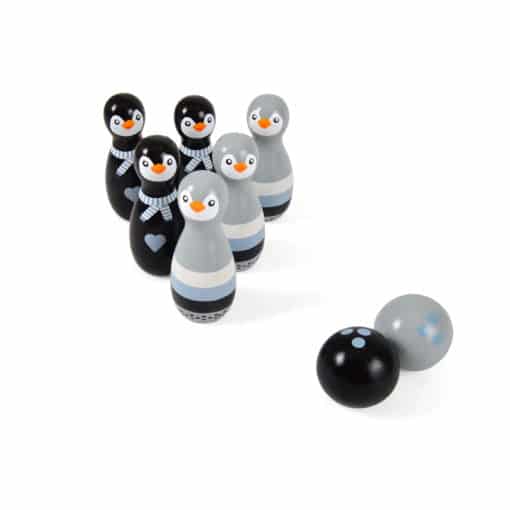 2972 Joc de bowling cu pinguini din lemn c