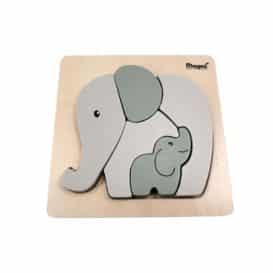 Puzzle elefant verde din lemn b