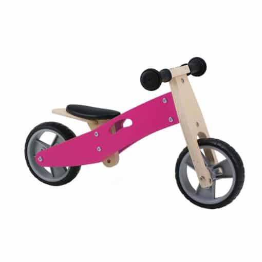3357 2 in 1 Tricicleta si bicicleta roz din lemn c