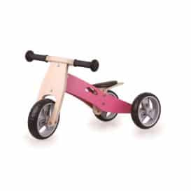 3357 2 in 1 Tricicleta si bicicleta roz din lemn d