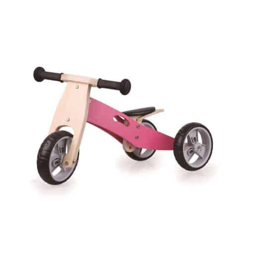 3357 2 in 1 Tricicleta si bicicleta roz din lemn d
