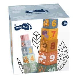 Cuburi pentru stivuire cu animale si numere colorate f