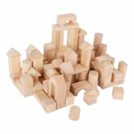 Set de 100 de cuburi din lemn natur