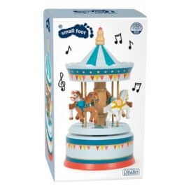 Cutie muzicala Caruselul cu caluti colorati din lemn f
