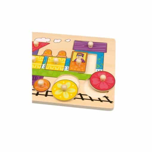 Puzzle din lemn cu trenul colorat b