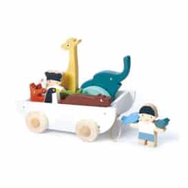 Barca prieteniei cu animale colorate din lemn