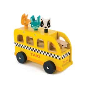 Taxi cu 3 animale multicolore din lemn