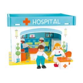 Casuta din lemn cu figurine si accesorii Spital