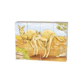 Puzzle din cuburi de lemn cu animale din Australia